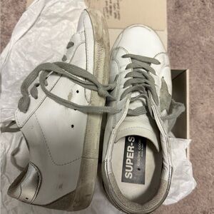 Golden Goose Super-Star Classic Sneakers in White and Gray